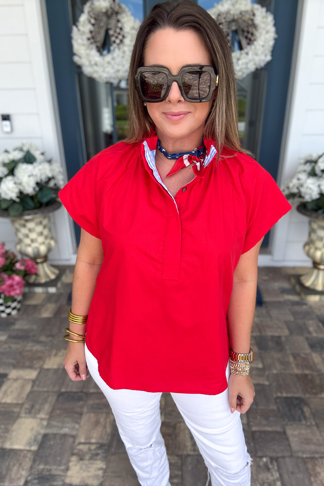 Knotted Flag Print Scarf Necklace