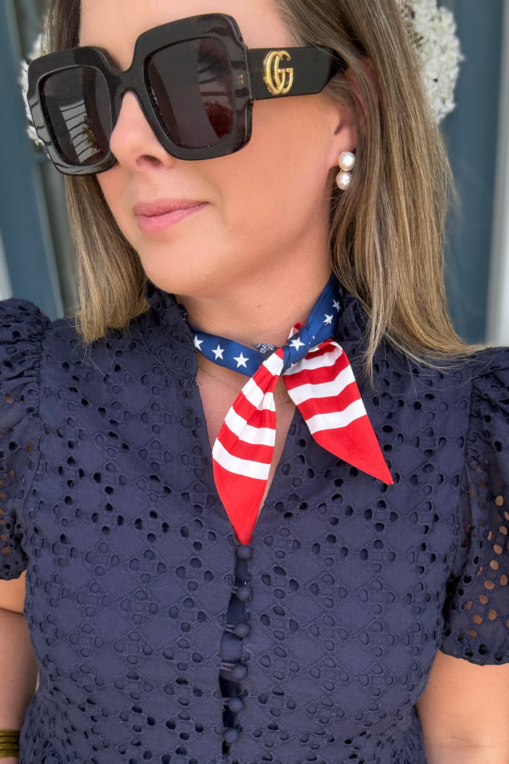 Knotted Flag Print Scarf Necklace