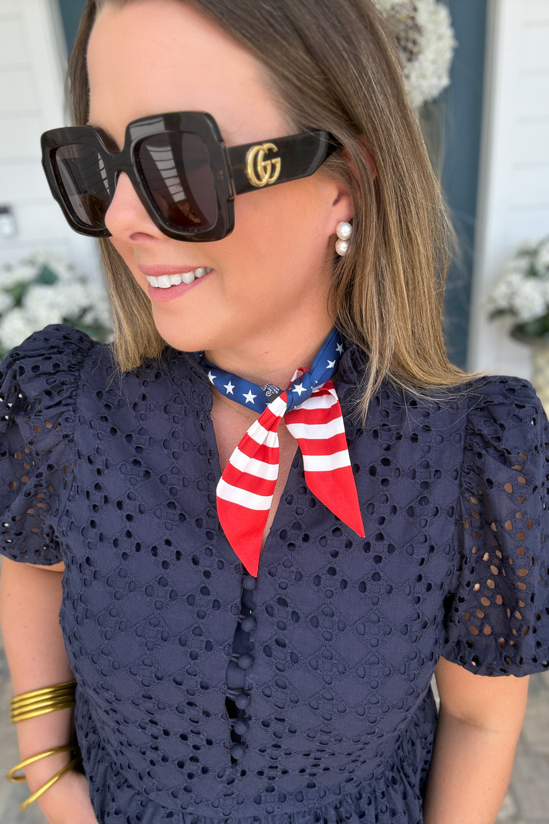 Knotted Flag Print Scarf Necklace