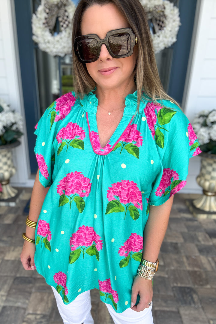 Hydrangea Breeze Top - Jade