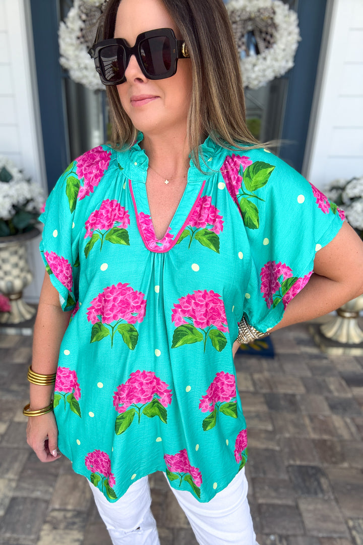 Hydrangea Breeze Top - Jade