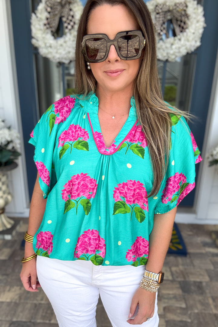 Hydrangea Breeze Top - Jade