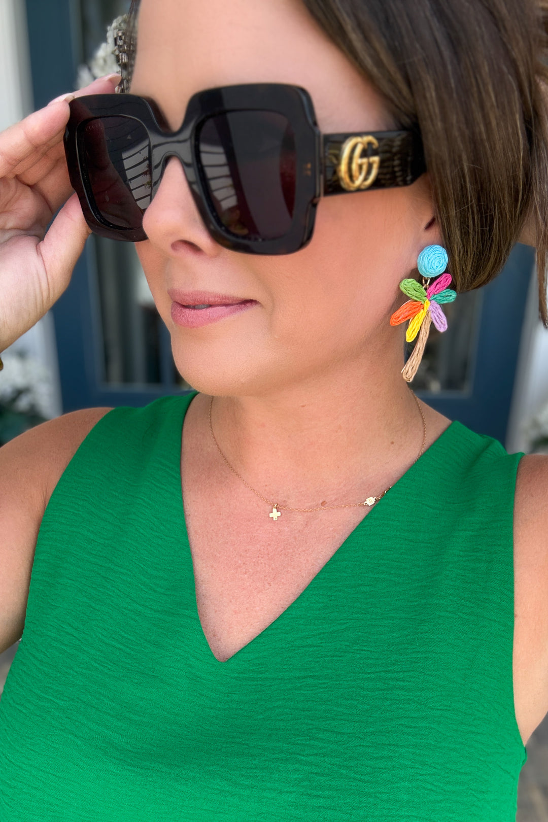 Colorful Raffia Palm Tree Earrings