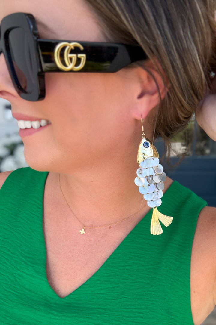 Shell Tassel Fish Hook Earrings