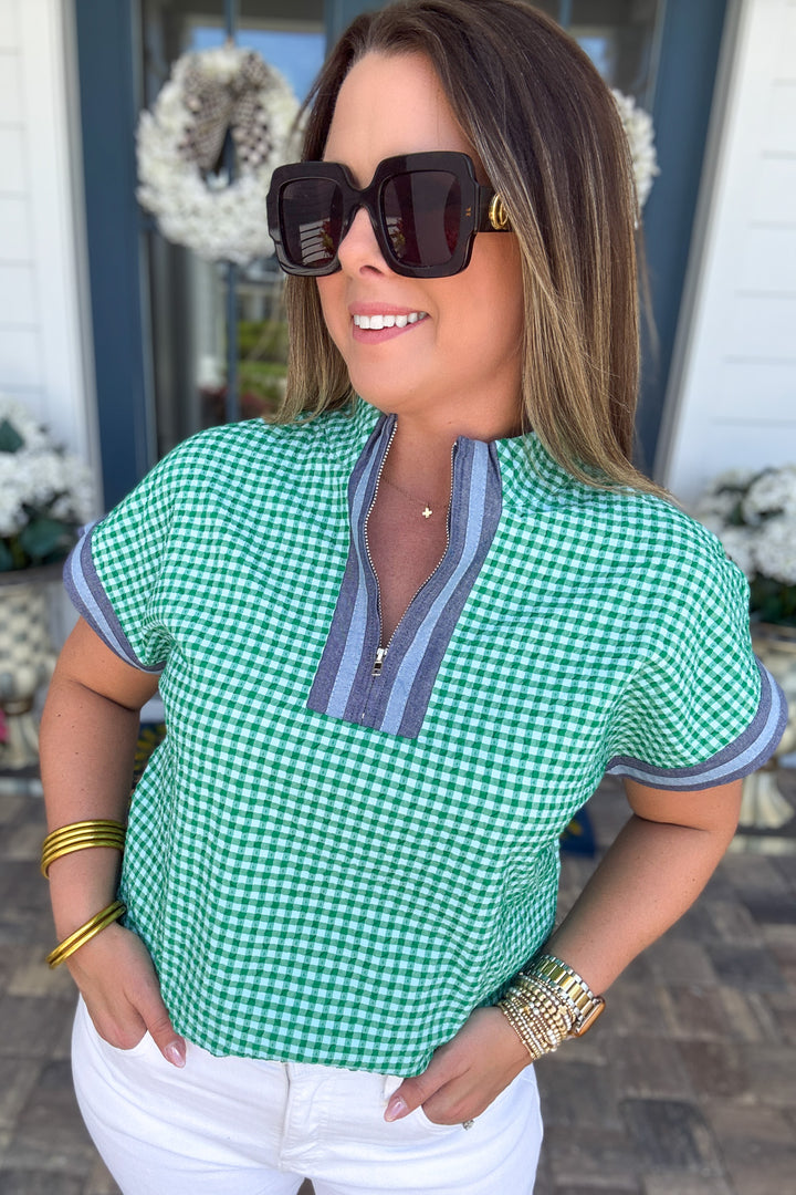 THML: Check It Ginham Top - Green