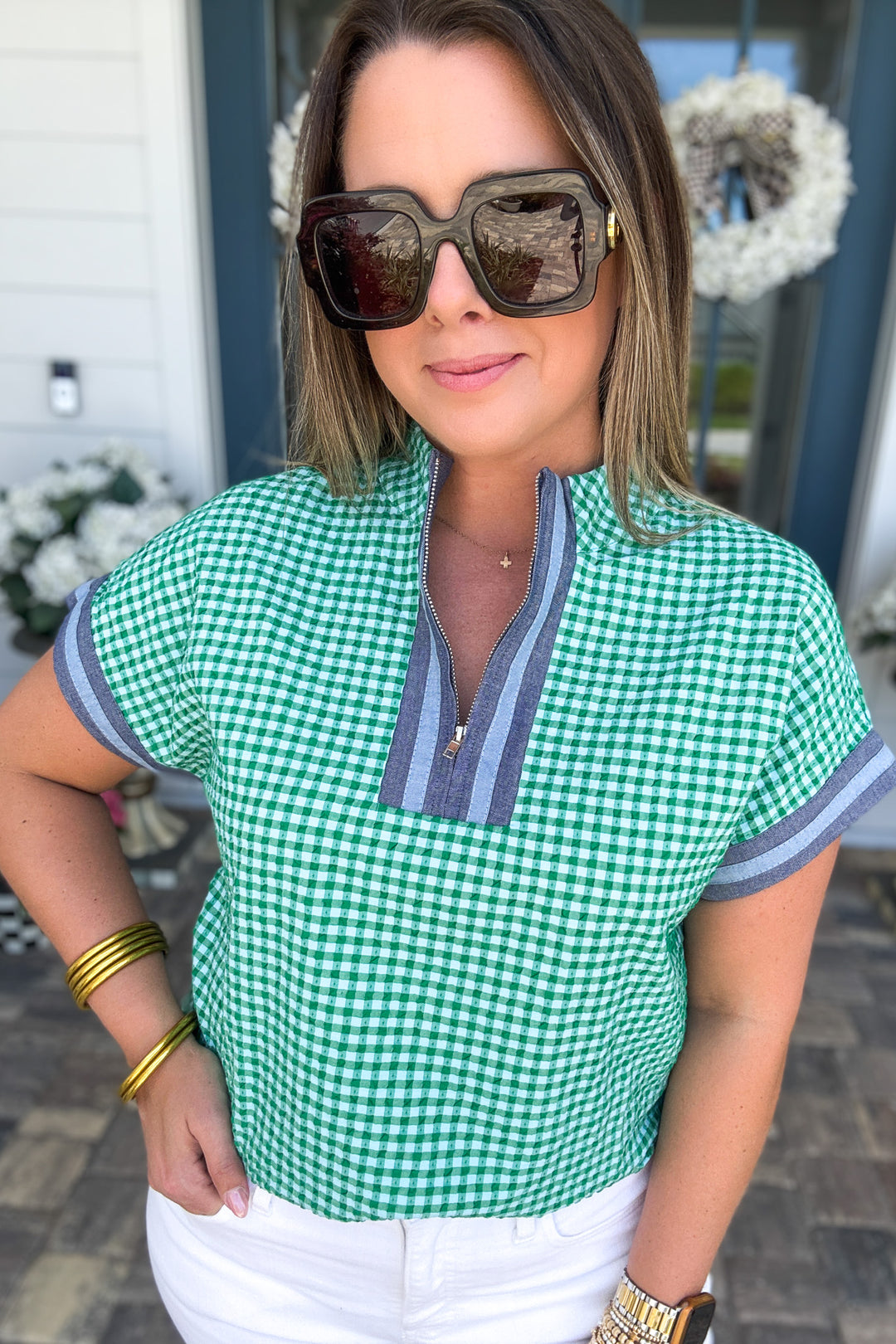 THML: Check It Ginham Top - Green
