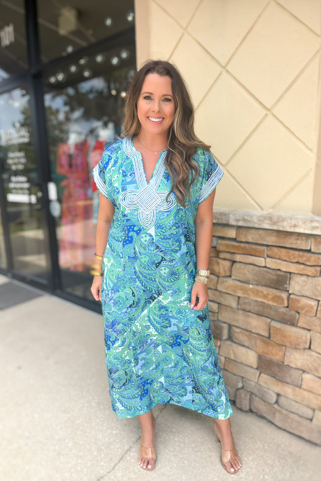 Charleston Dreaming Caftan - Green Multi