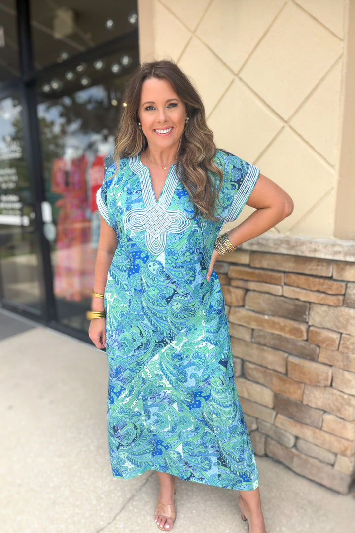 Charleston Dreaming Caftan - Green Multi