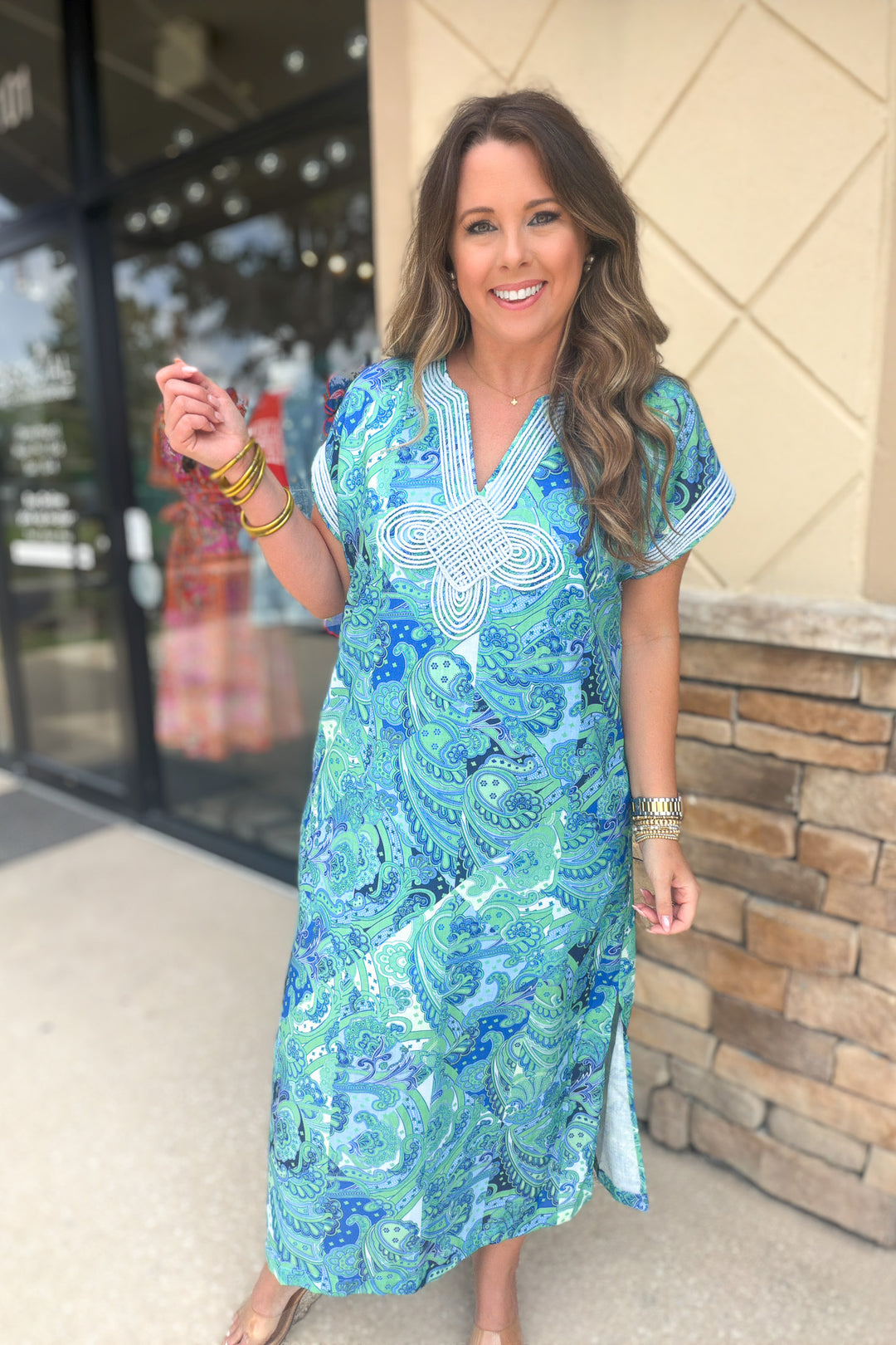 Charleston Dreaming Caftan - Green Multi
