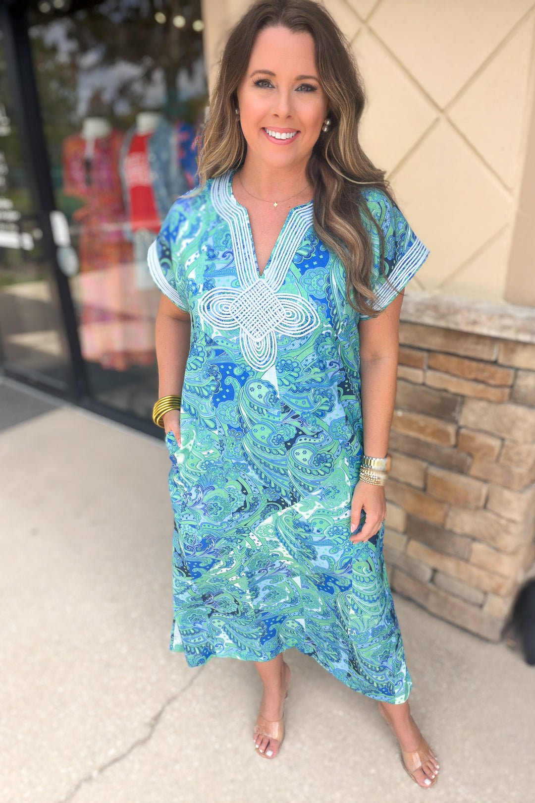 Charleston Dreaming Caftan - Green Multi