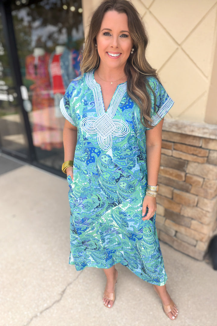 Charleston Dreaming Caftan - Green Multi