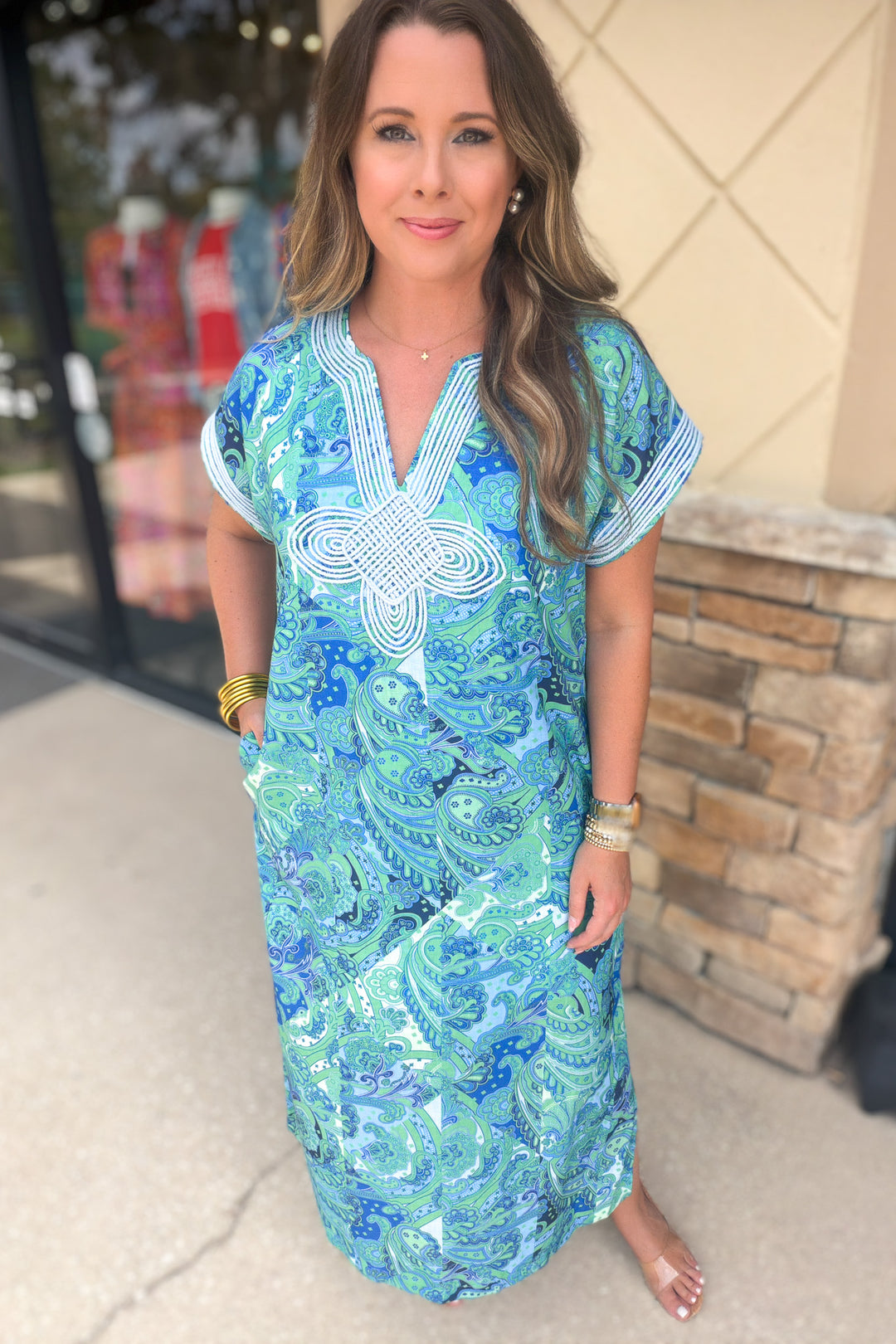 Charleston Dreaming Caftan - Green Multi