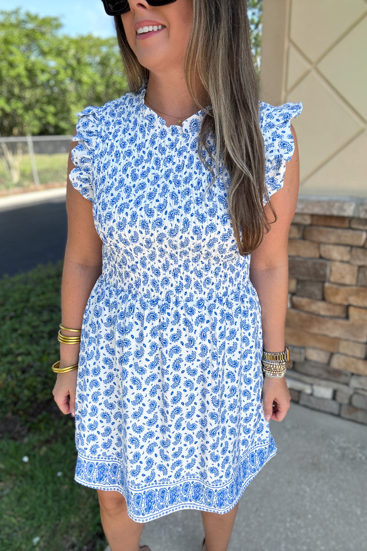 Coastal Blue Paisley Dress