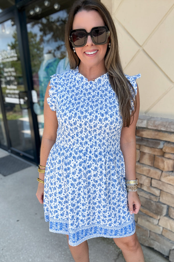 Coastal Blue Paisley Dress
