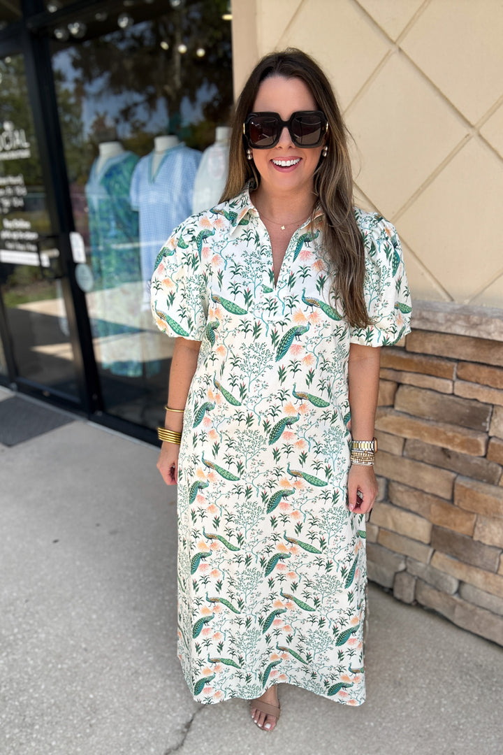 Peacock Garden Maxi Dress