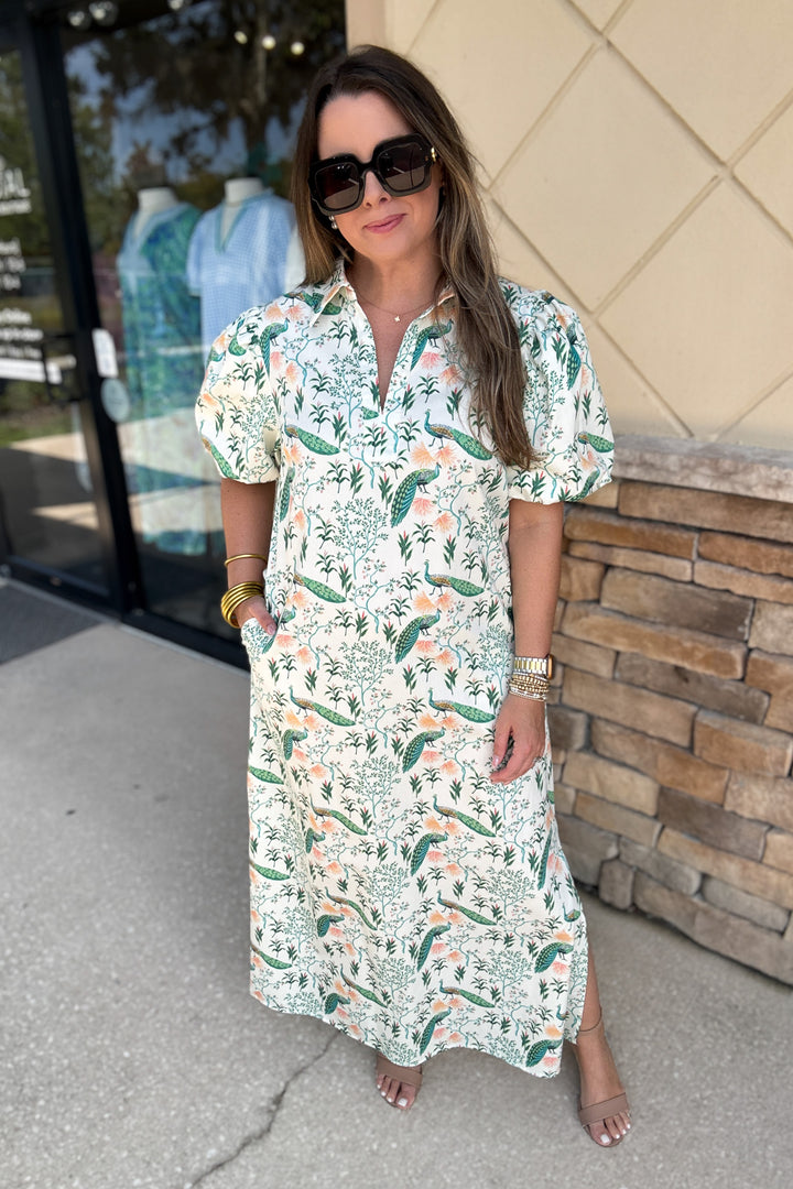 Peacock Garden Maxi Dress