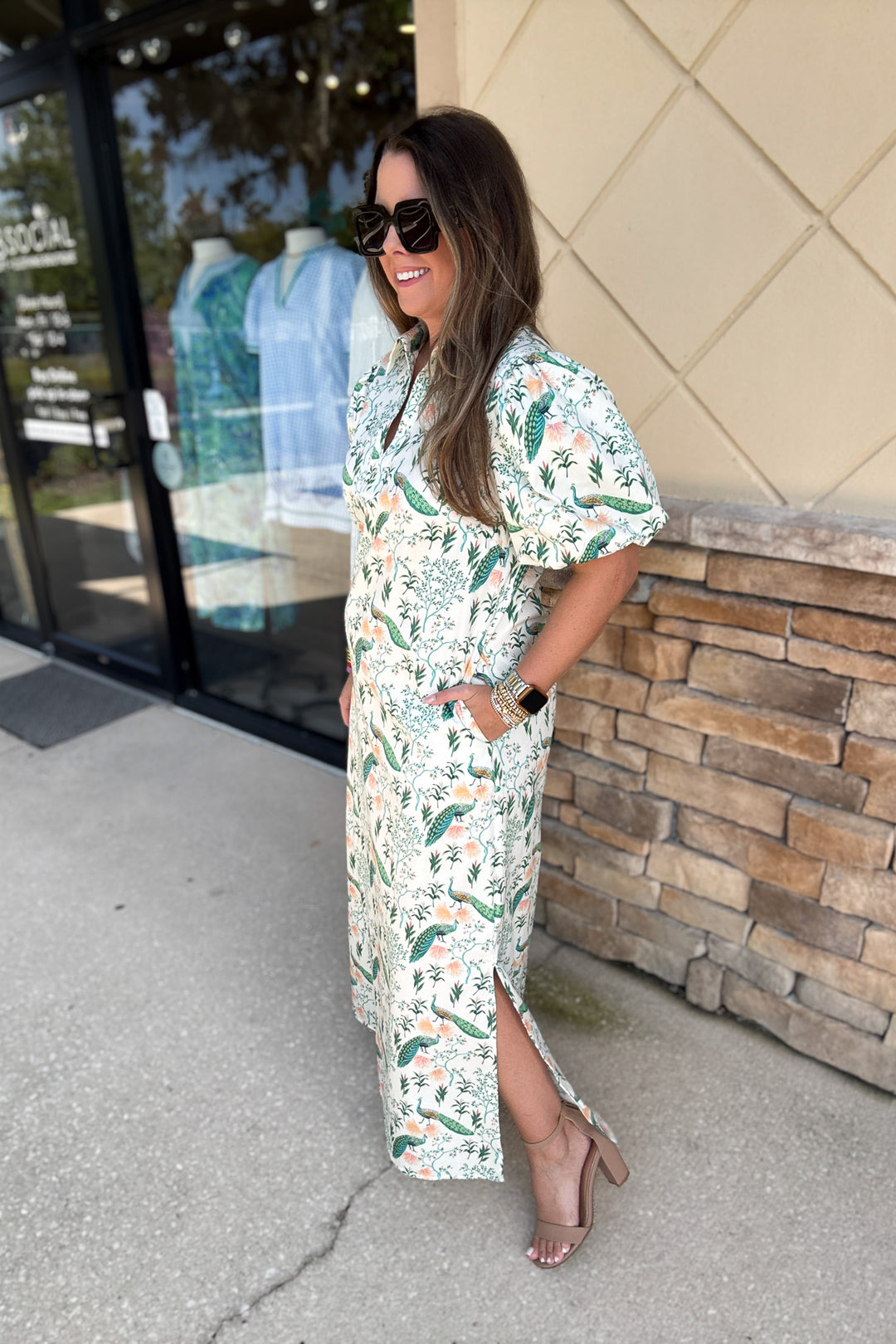 Peacock Garden Maxi Dress
