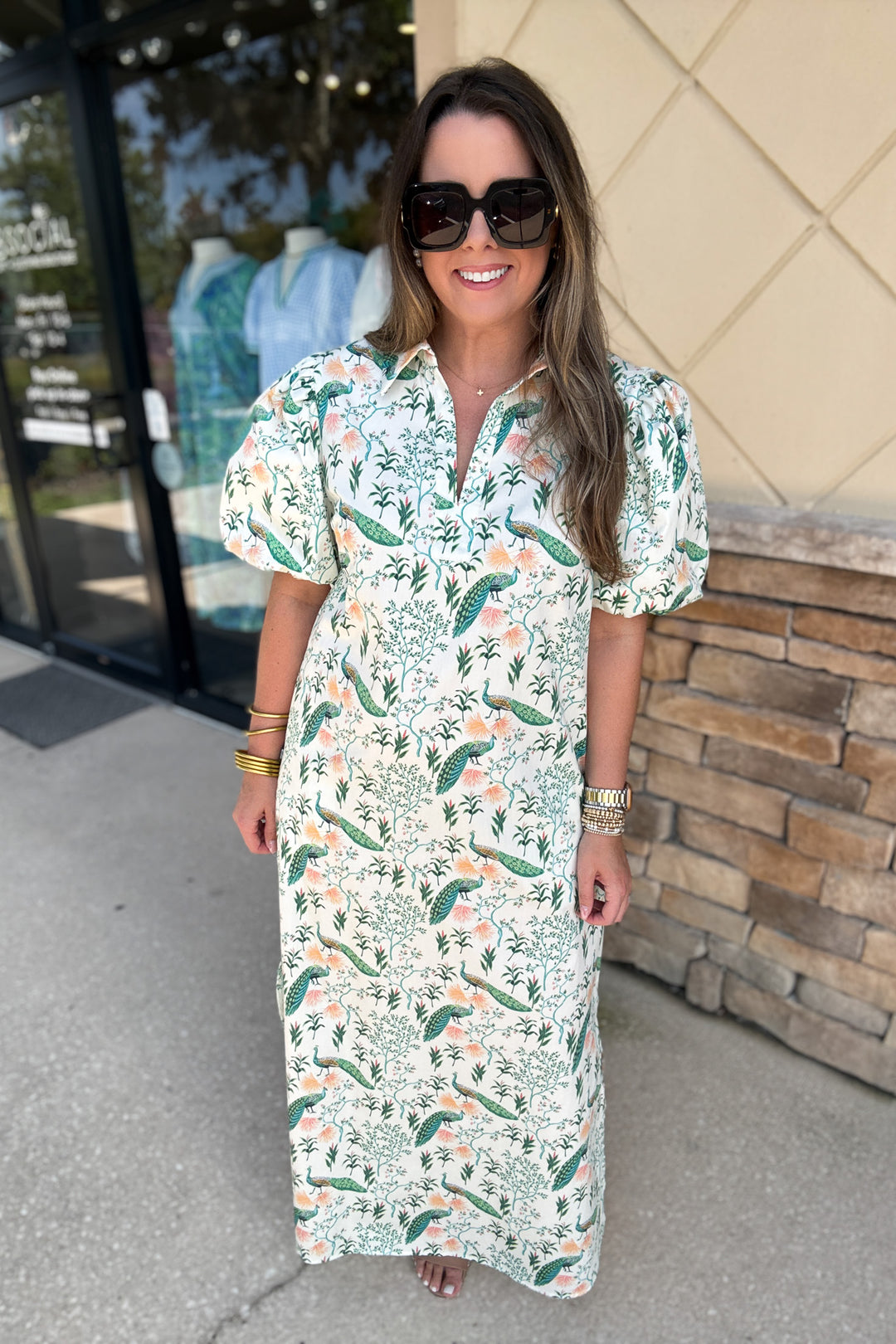 Peacock Garden Maxi Dress