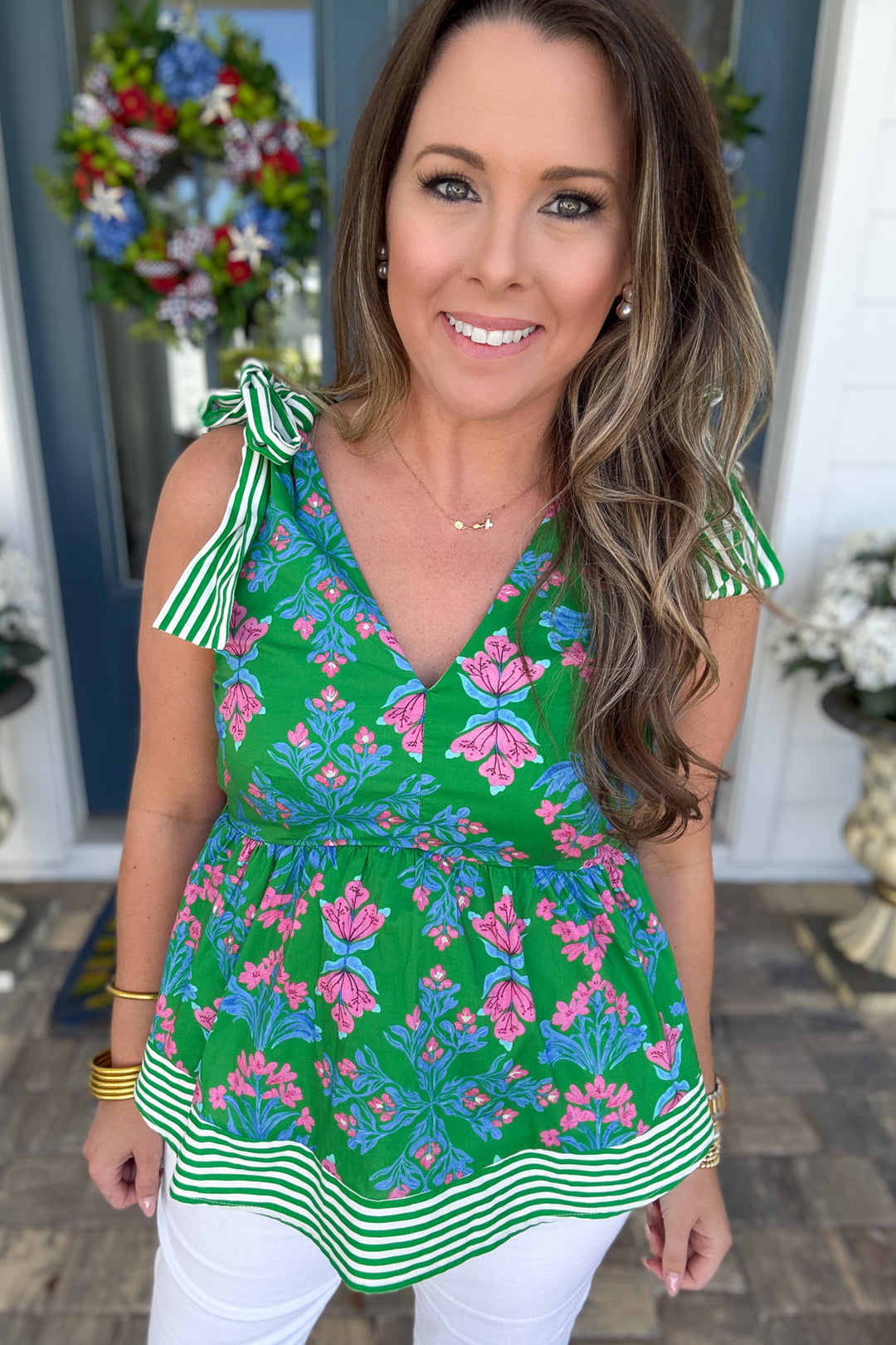 Botanical Tie Tank - Green