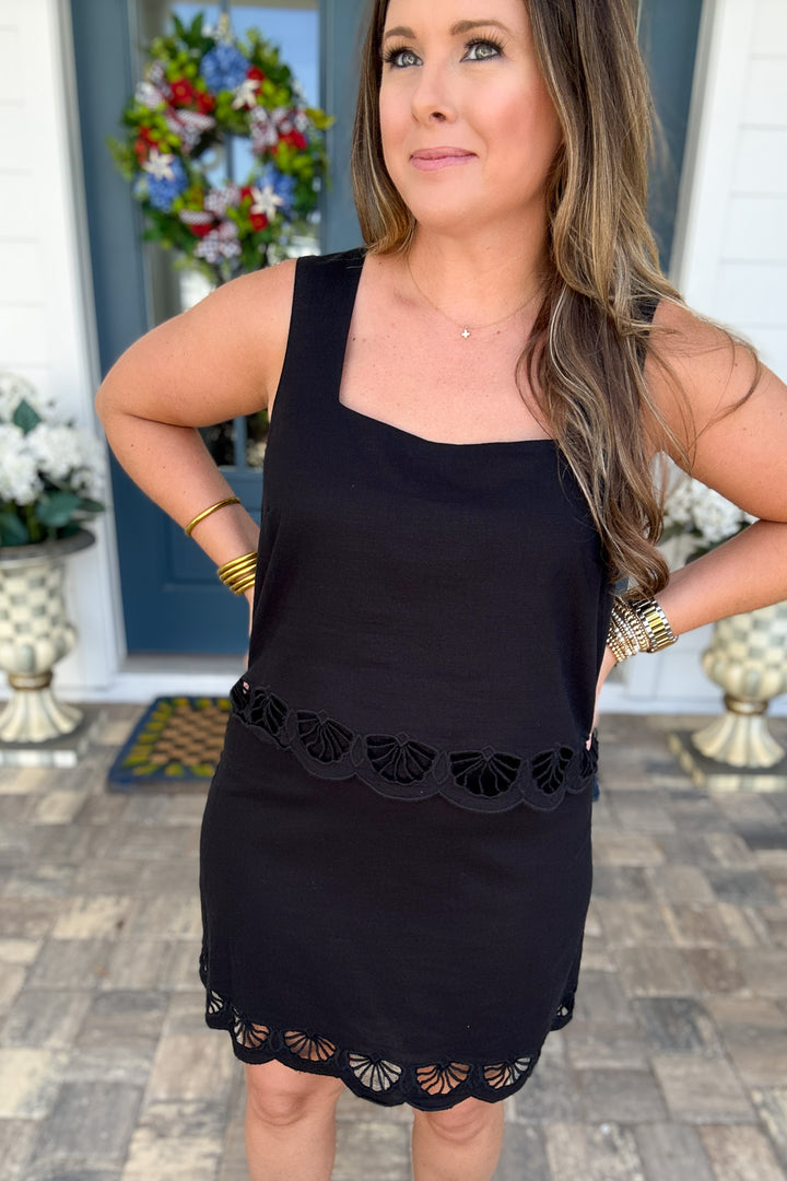 Z Supply: Charlene Embroidered Linen Top -Black