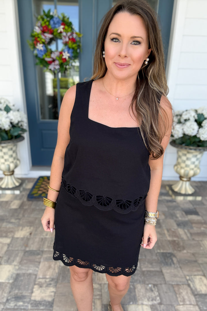 Z Supply: Charlene Embroidered Linen Top -Black