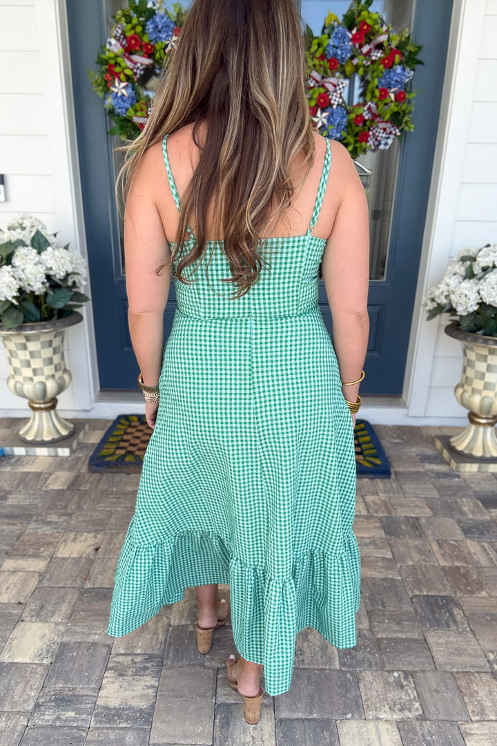 THML: Gingham Bow Midi Dress
