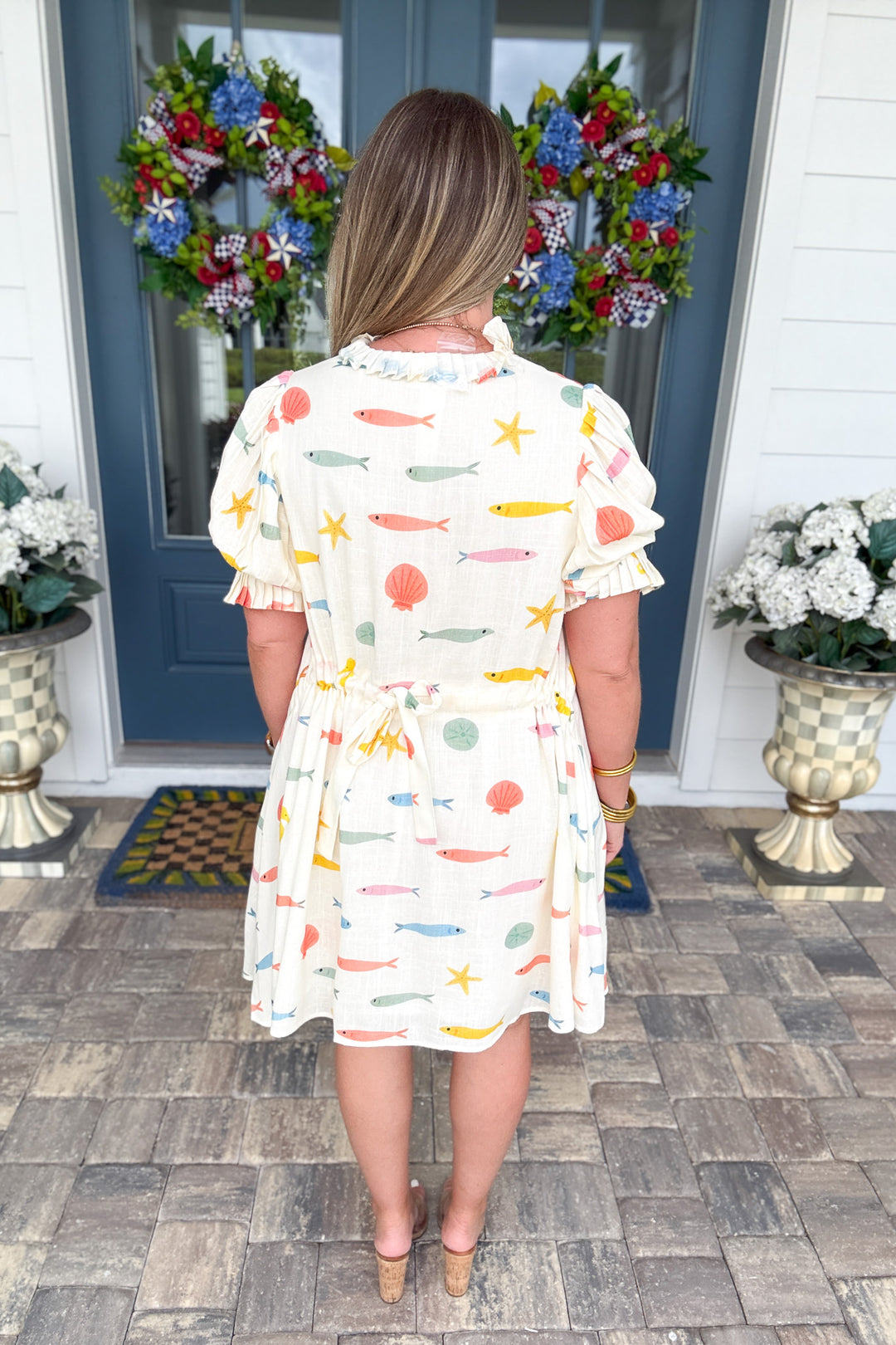 Karlie: Multi Fish Pleat Back Dress