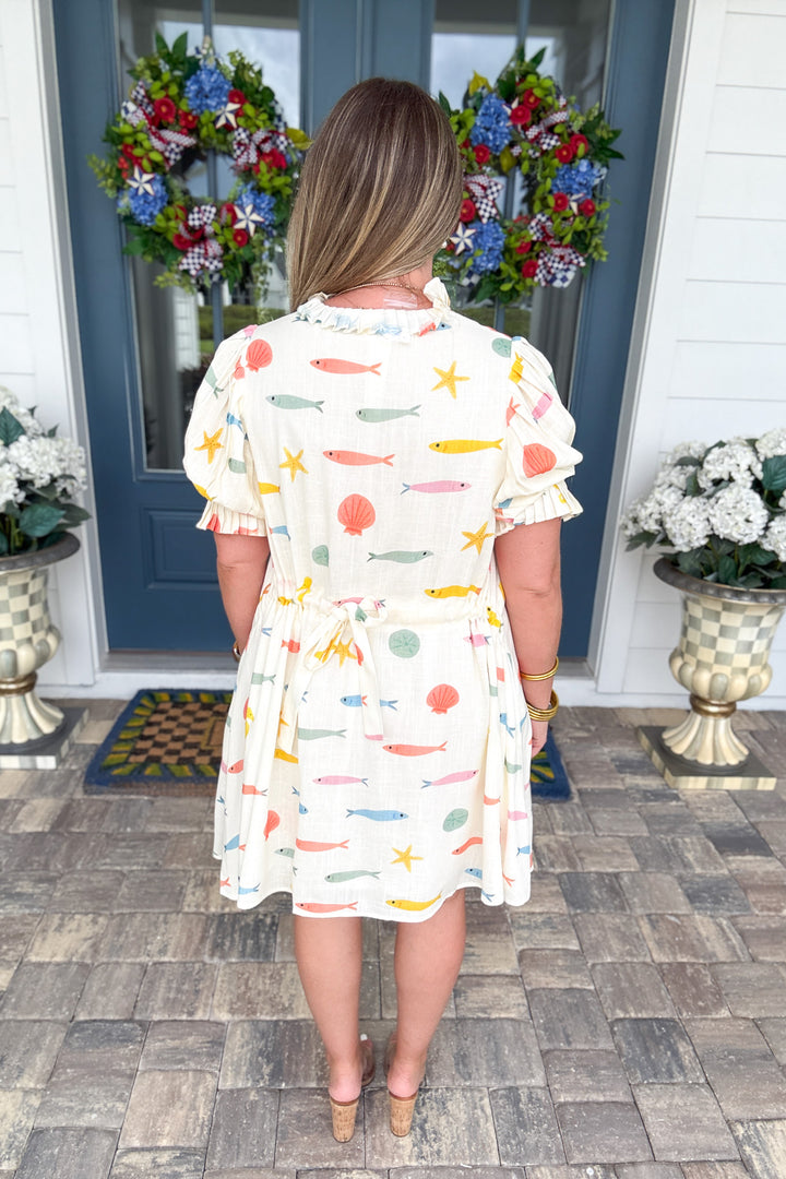 Karlie: Multi Fish Pleat Back Dress