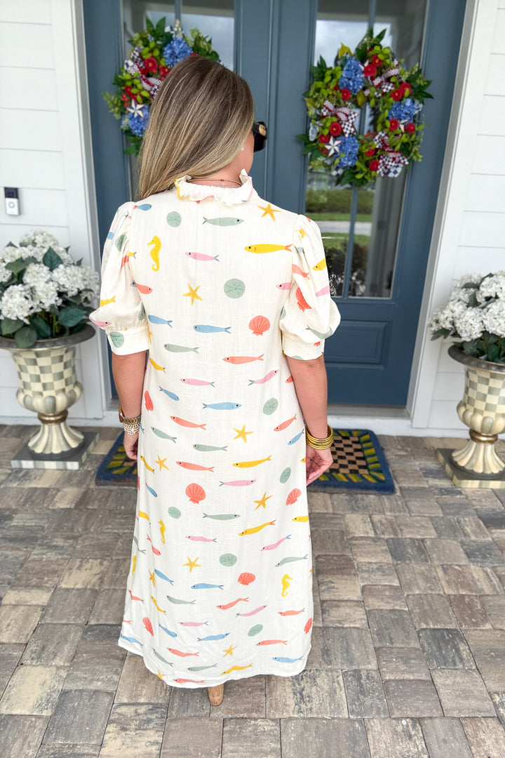 Karlie: Multi Fish Maxi Dress