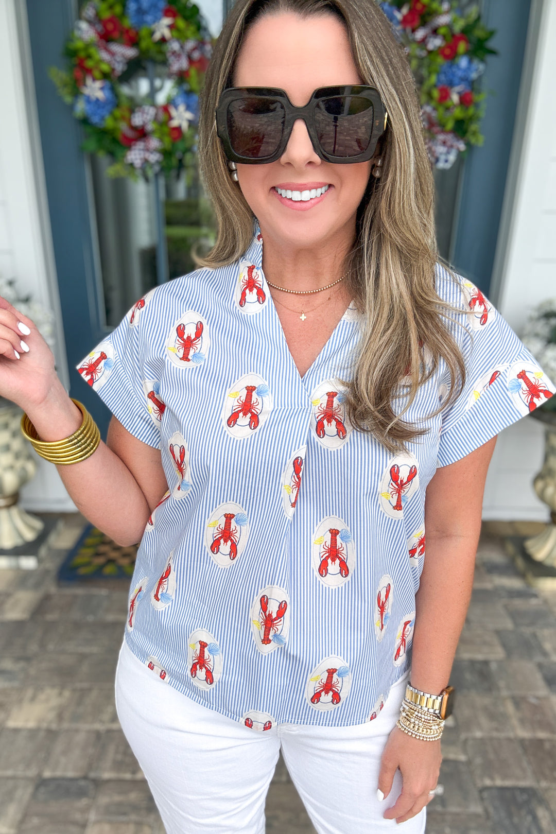 THML: Coastal Lobster Stripe Top
