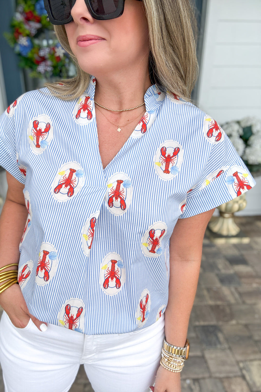 THML: Coastal Lobster Stripe Top