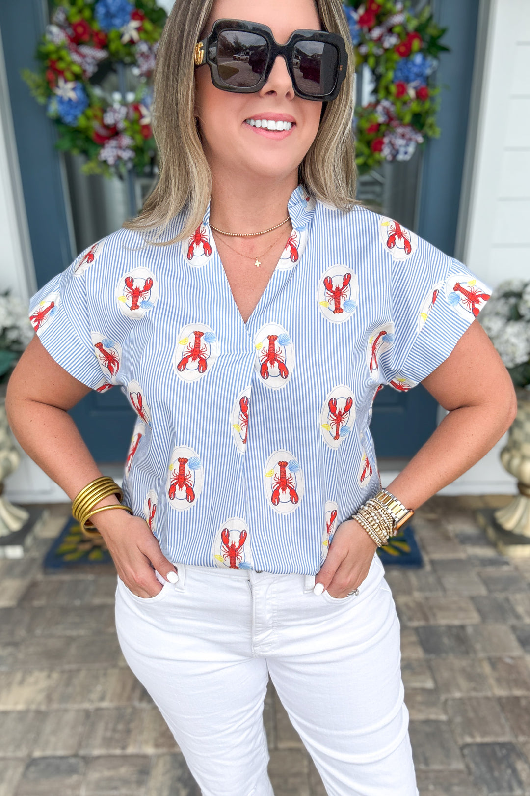THML: Coastal Lobster Stripe Top