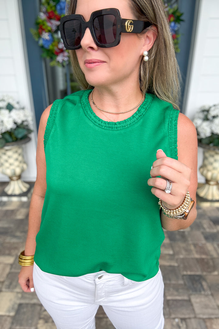 Smocked Edge Tank - Green