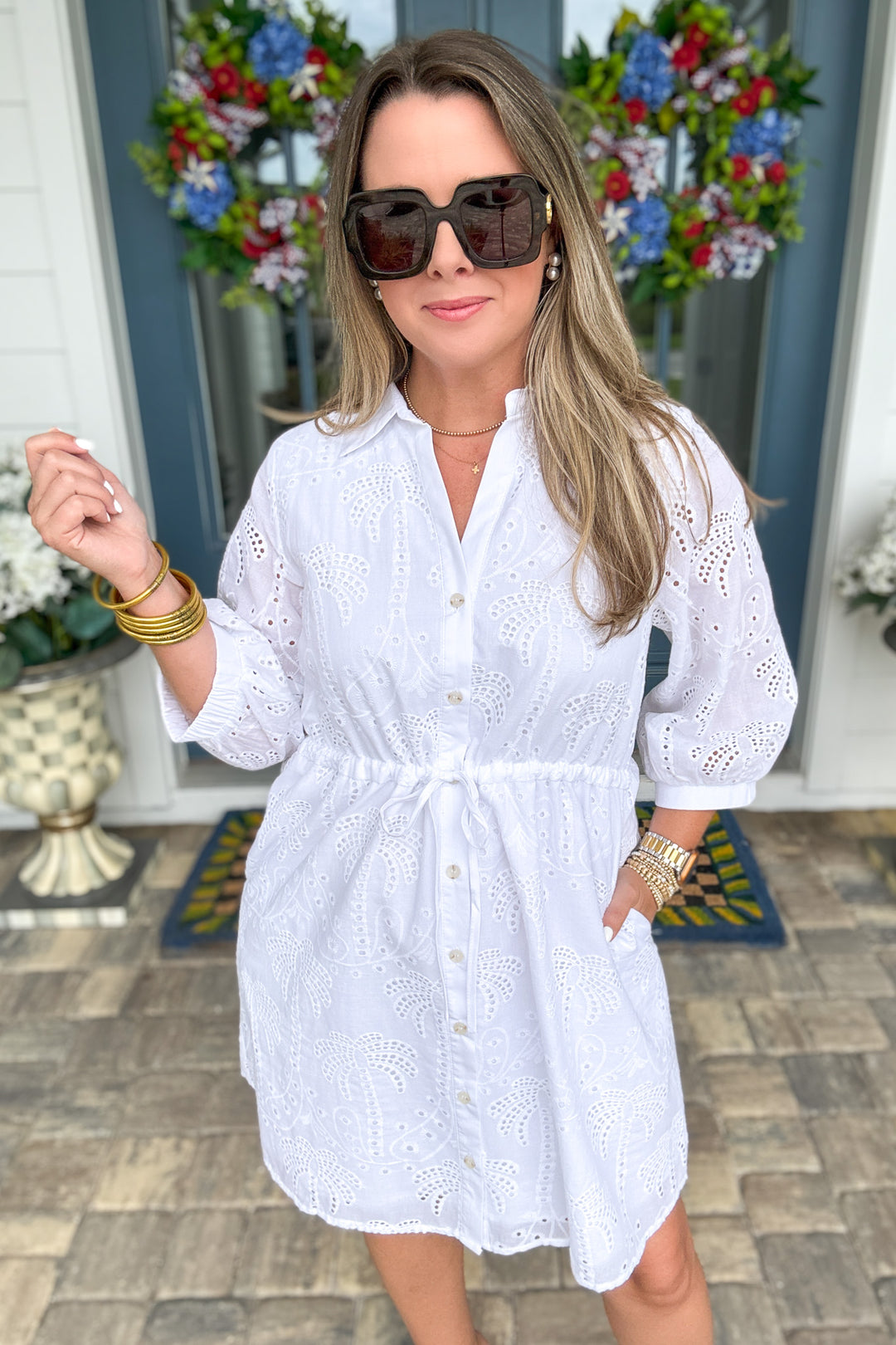 Eyelet Shirt Dress