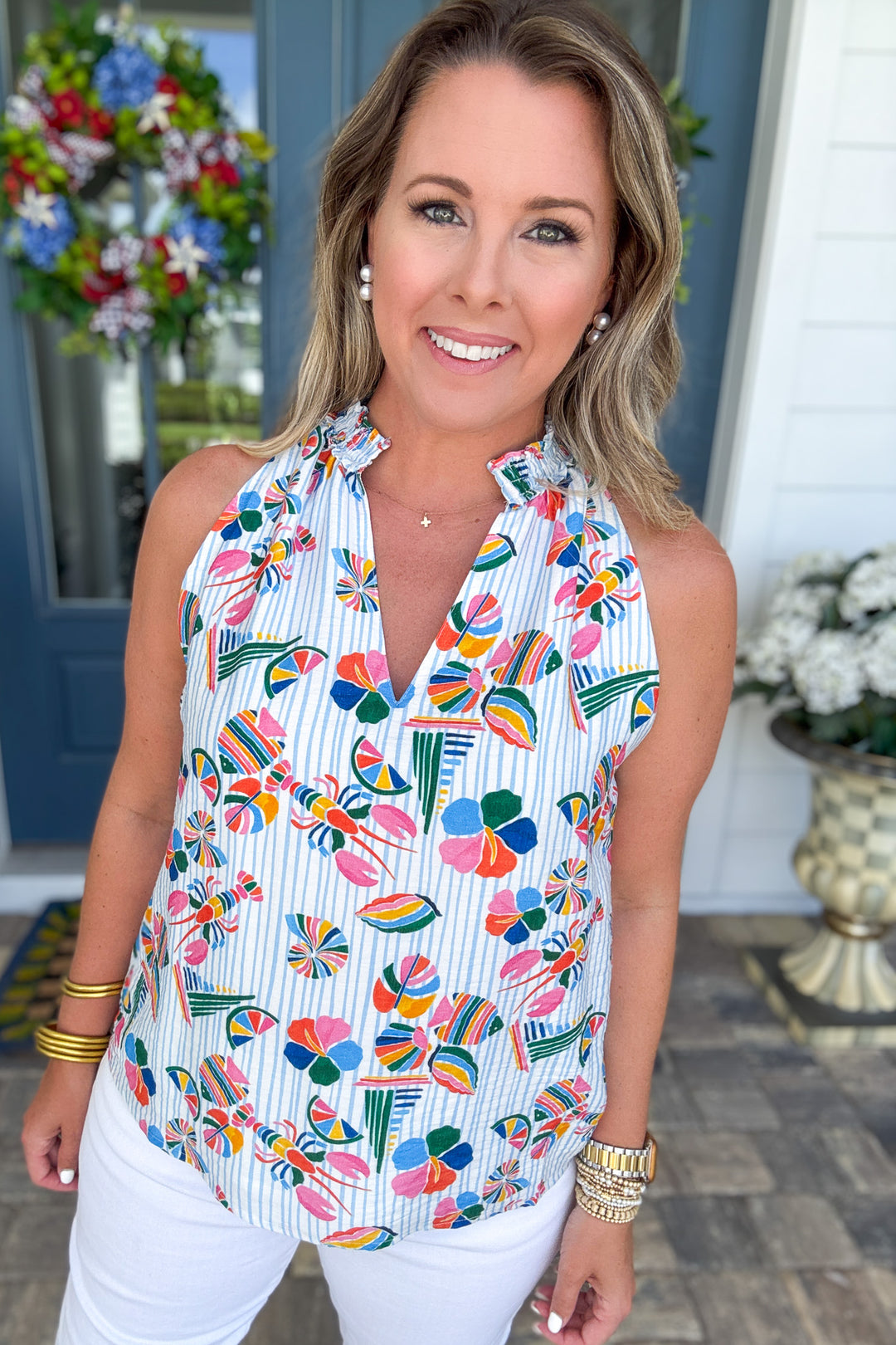 THML: Coastal Lobster Print Tank Top