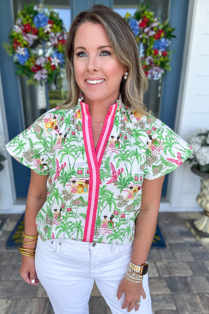 THML: Palm Beach Toile Top