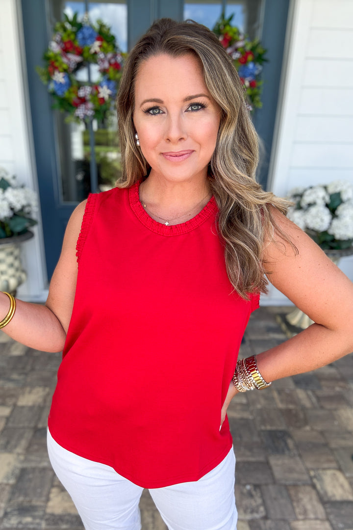 Smocked Edge Tank - Red