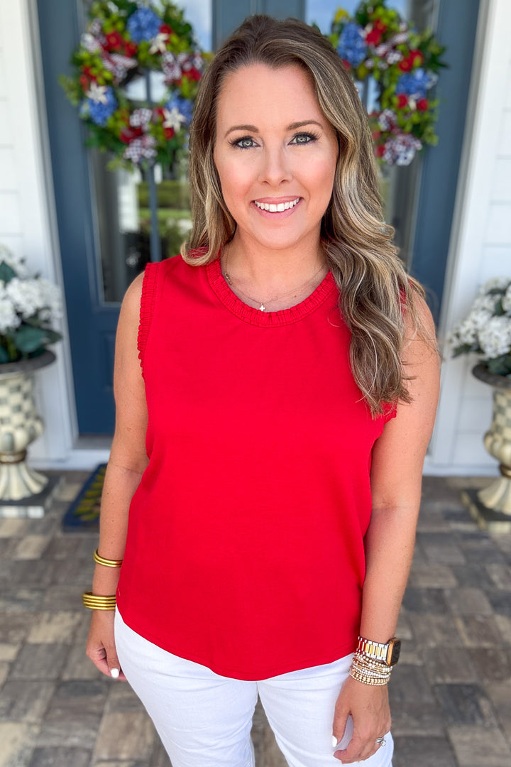 Smocked Edge Tank - Red