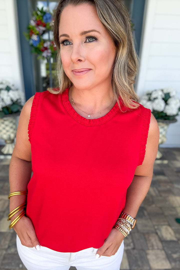 Smocked Edge Tank - Red