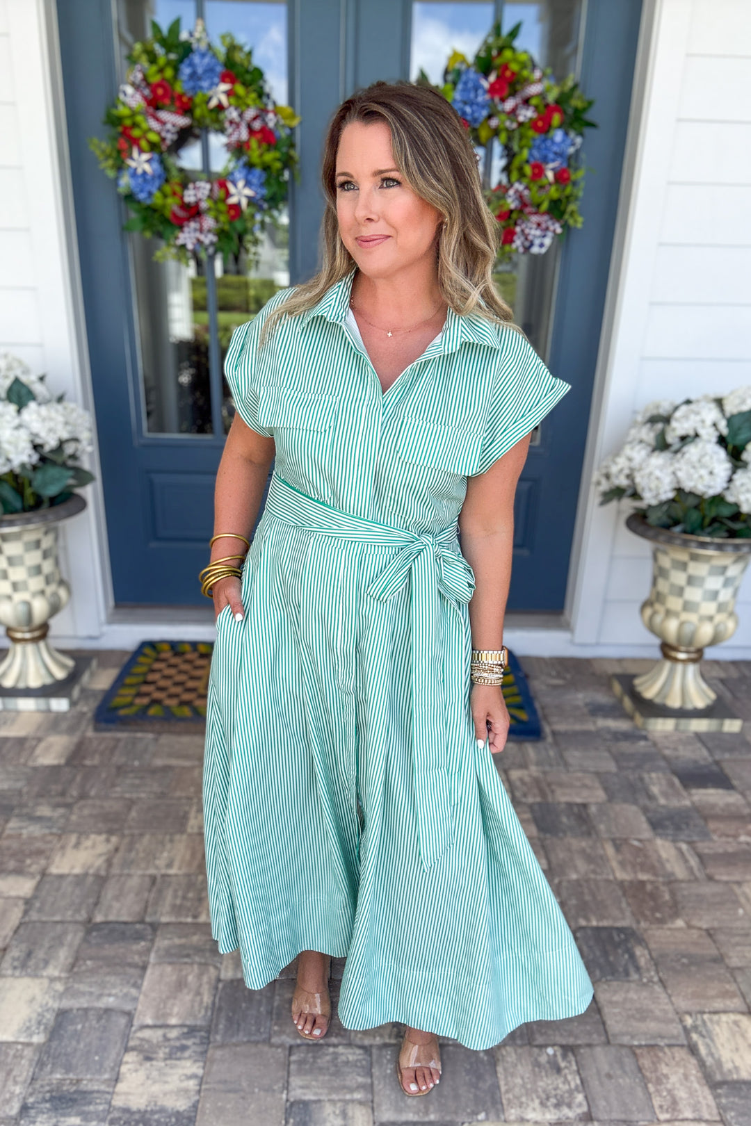 Emerald Coast Stripe Midi Dress