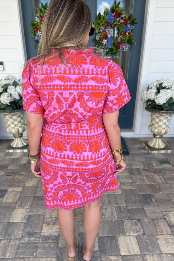 Tropical Ema Belted Mini Dress