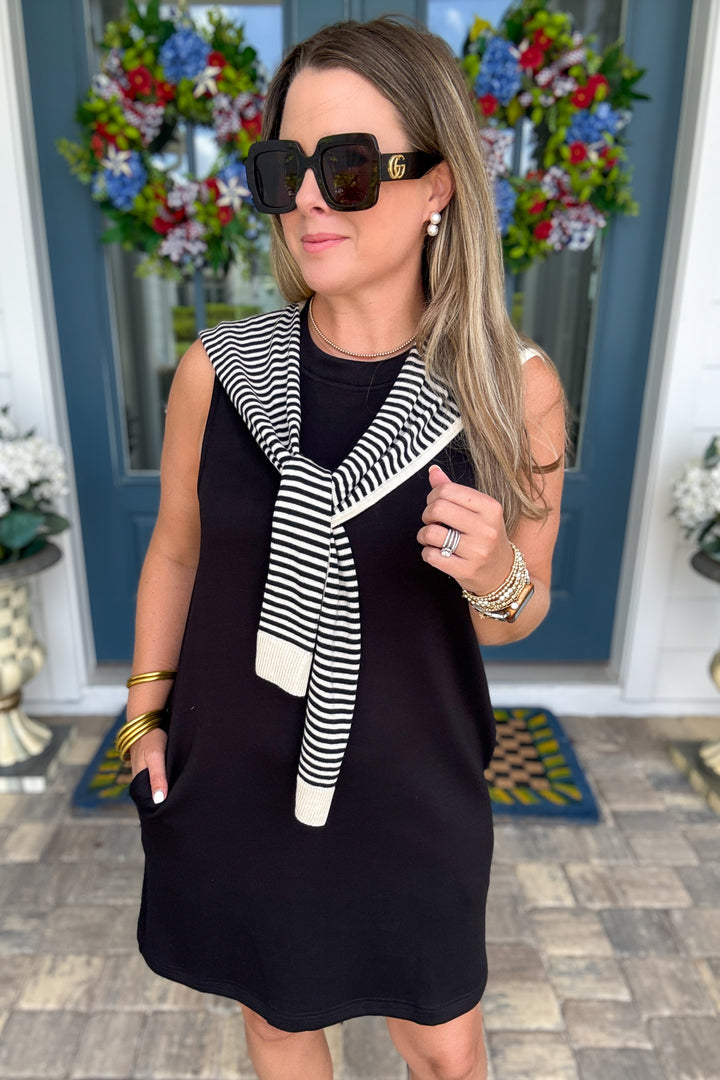 Chic And Easy Attached Sweater Dress - Black