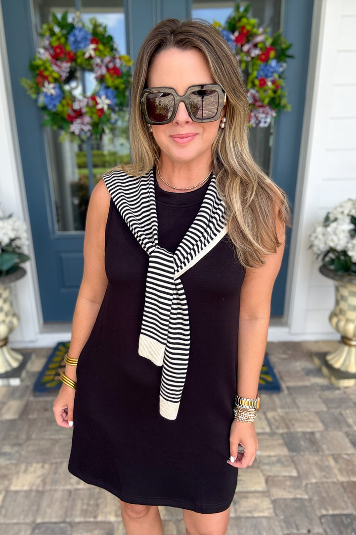Chic And Easy Attached Sweater Dress - Black