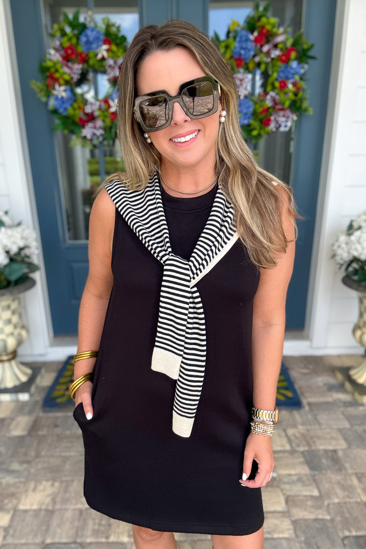 Chic And Easy Attached Sweater Dress - Black