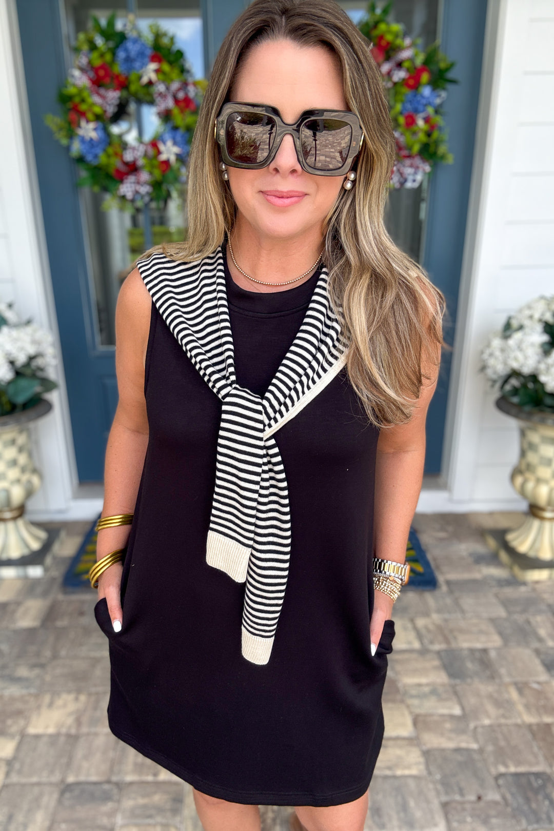 Chic And Easy Attached Sweater Dress - Black