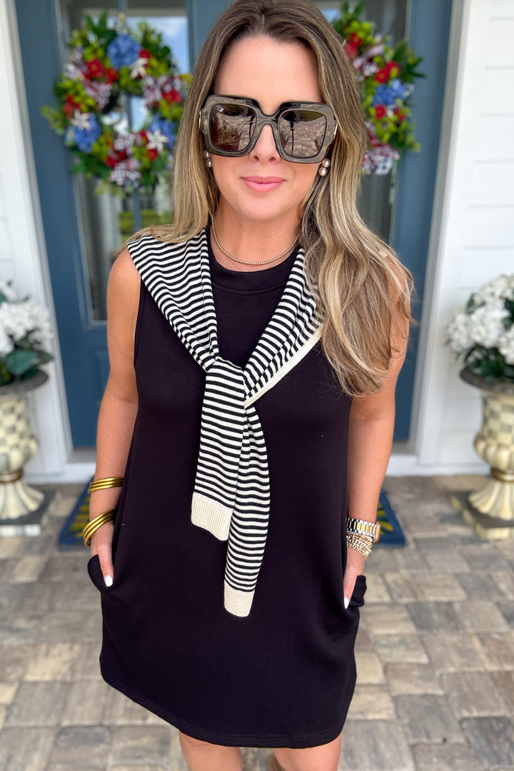 Chic And Easy Attached Sweater Dress - Black