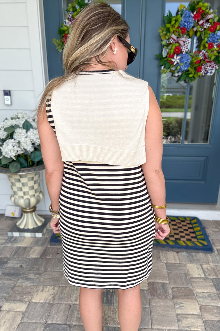 Chic And Easy Attached Sweater Dress - Stripe