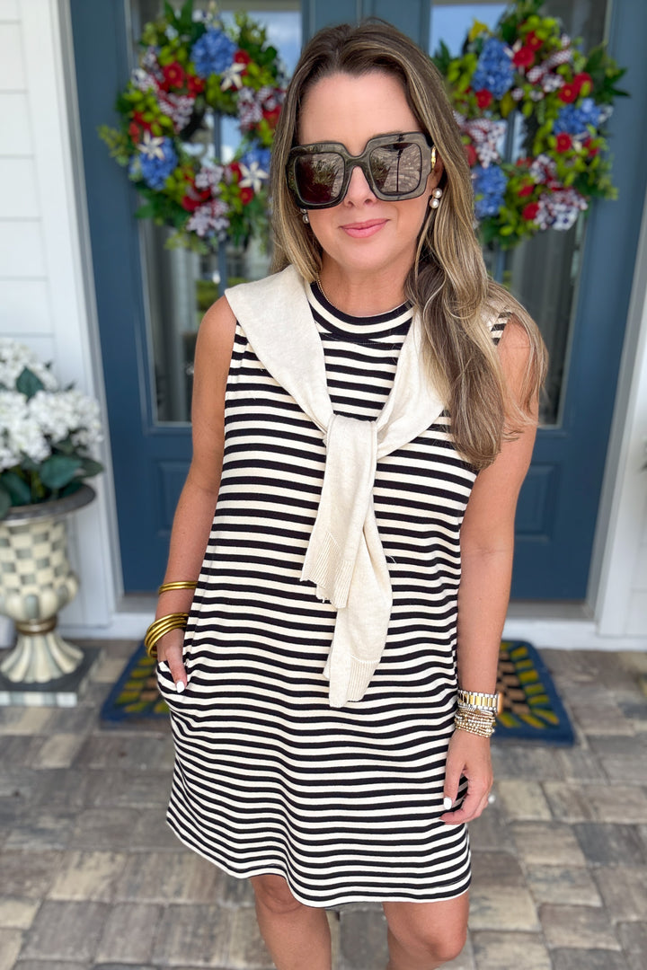 Chic And Easy Attached Sweater Dress - Stripe