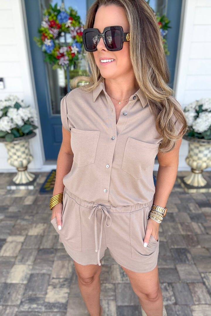 Weekend Getaway Romper - Light Mocha