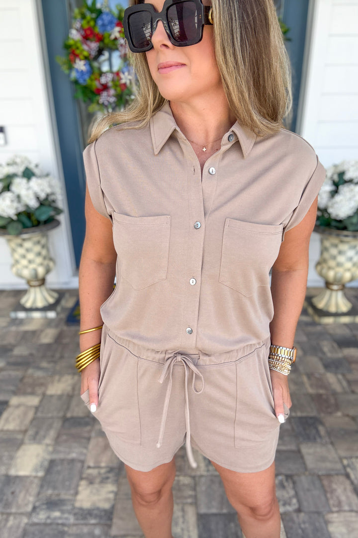 Weekend Getaway Romper - Light Mocha